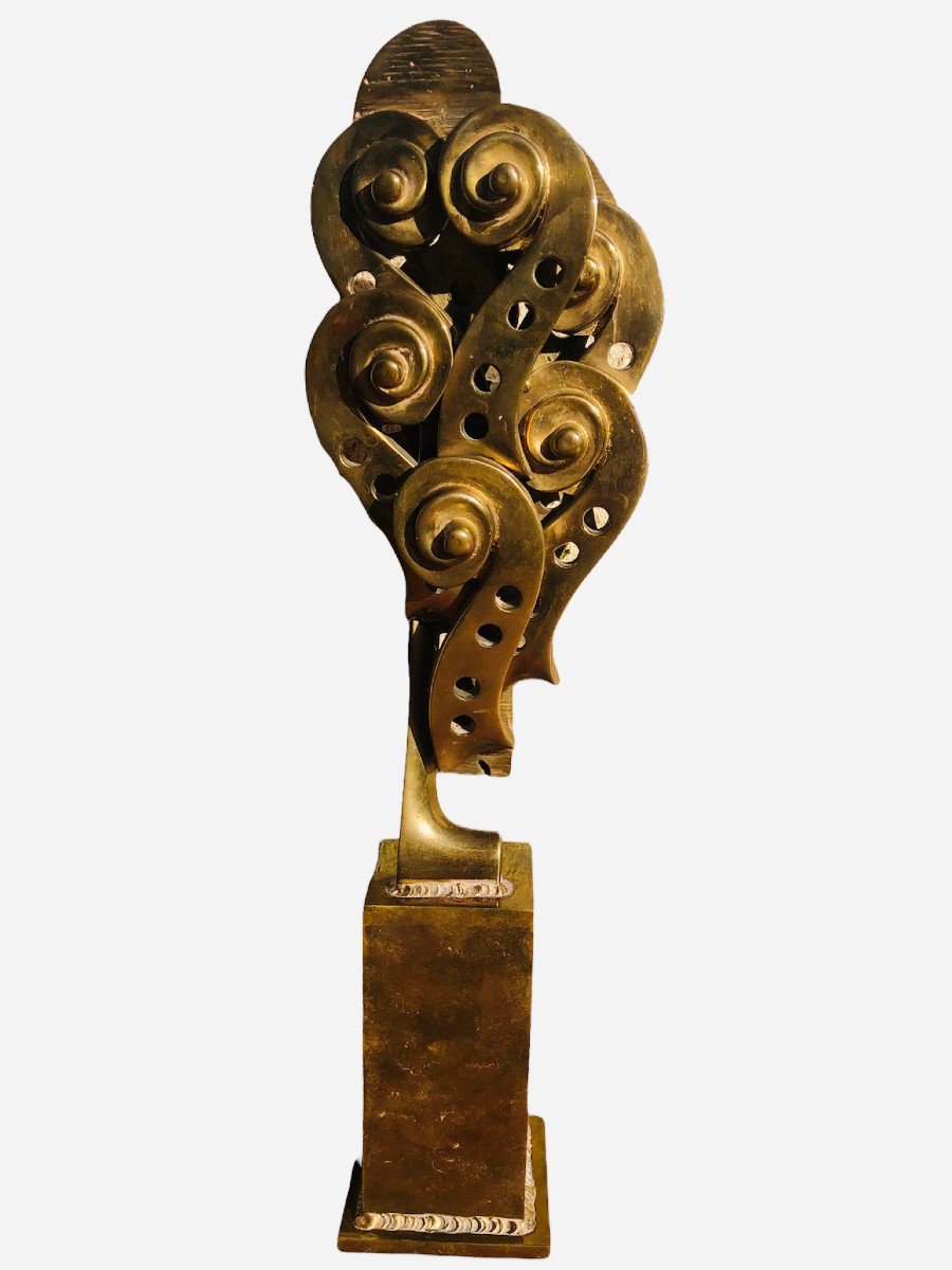 Arman Bronze Sculpture Signed 20th Century Violin Crosses Modern Art-photo-3