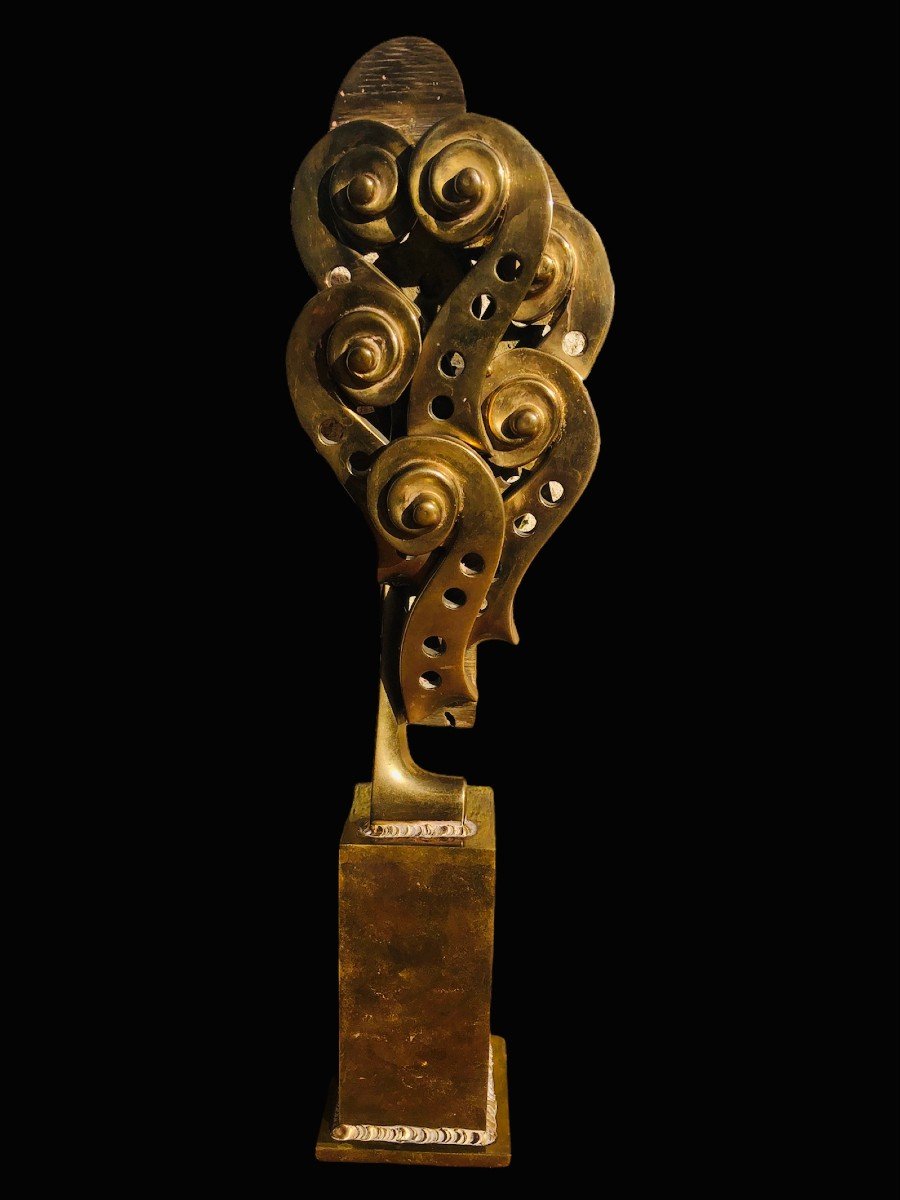 Arman Bronze Sculpture Signed 20th Century Violin Crosses Modern Art-photo-4