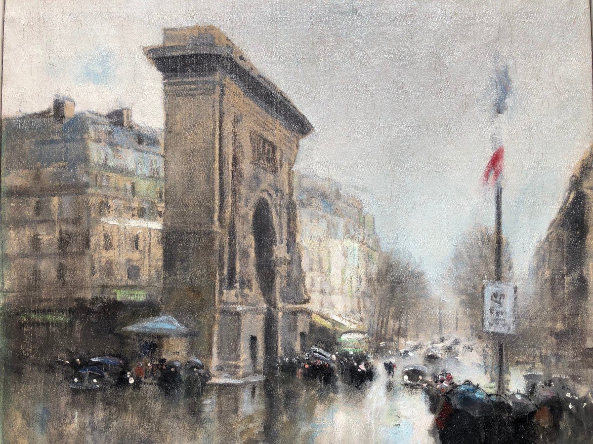 Herve Jules Tableau Impressionniste 20è Paris Porte St Martin Grands Boulevardshuiletoilesignée-photo-3