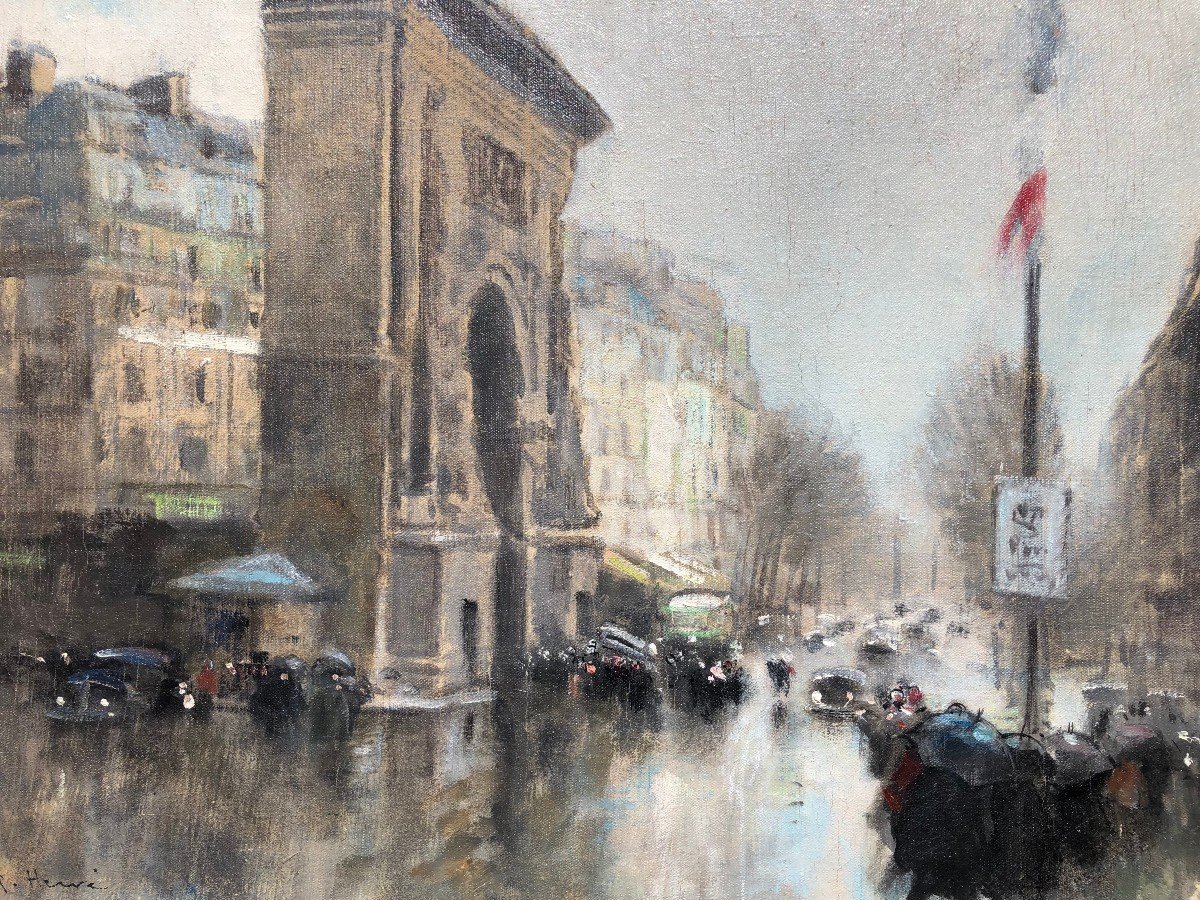 Herve Jules Tableau Impressionniste 20è Paris Porte St Martin Grands Boulevardshuiletoilesignée-photo-4