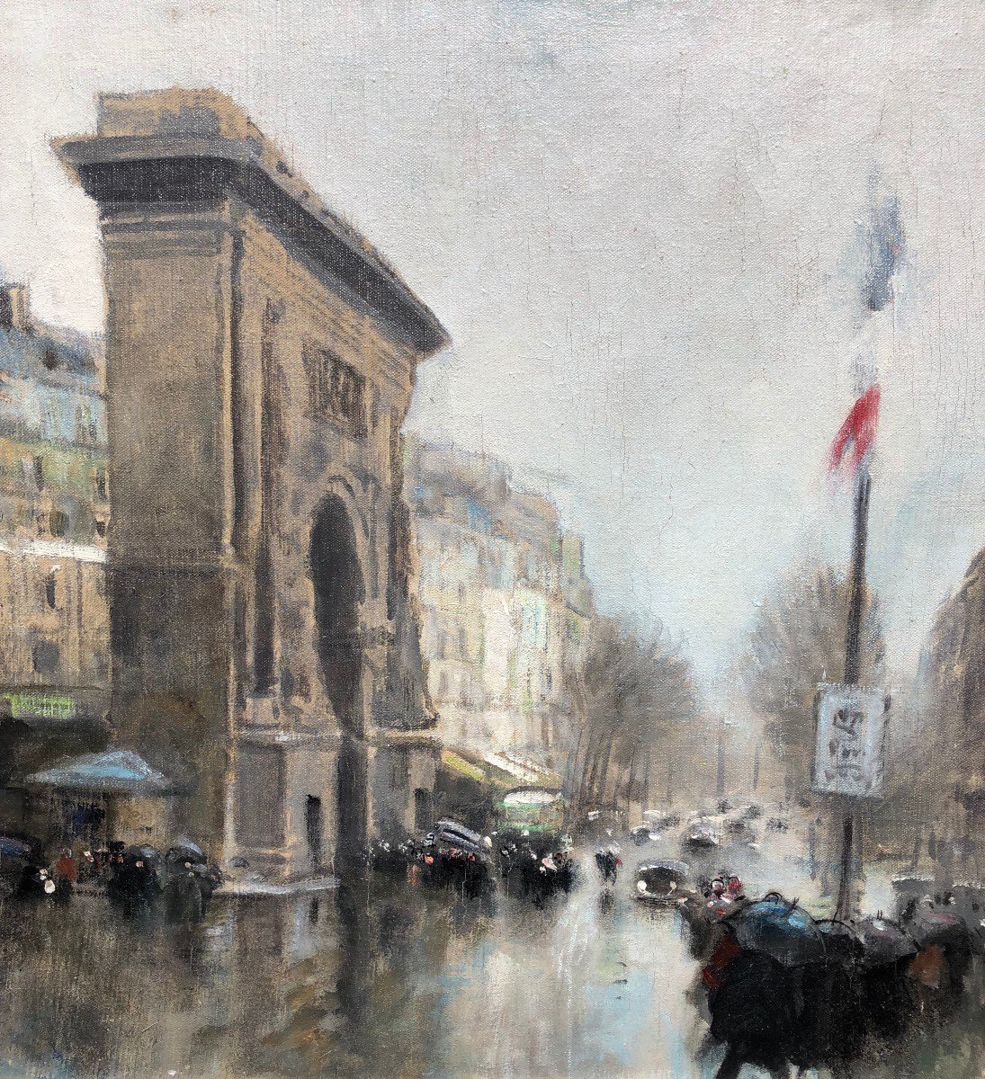 Herve Jules Impressionist Painting 20th Paris Porte St Martin Grands Boulevardsoiilcanvassigned-photo-2