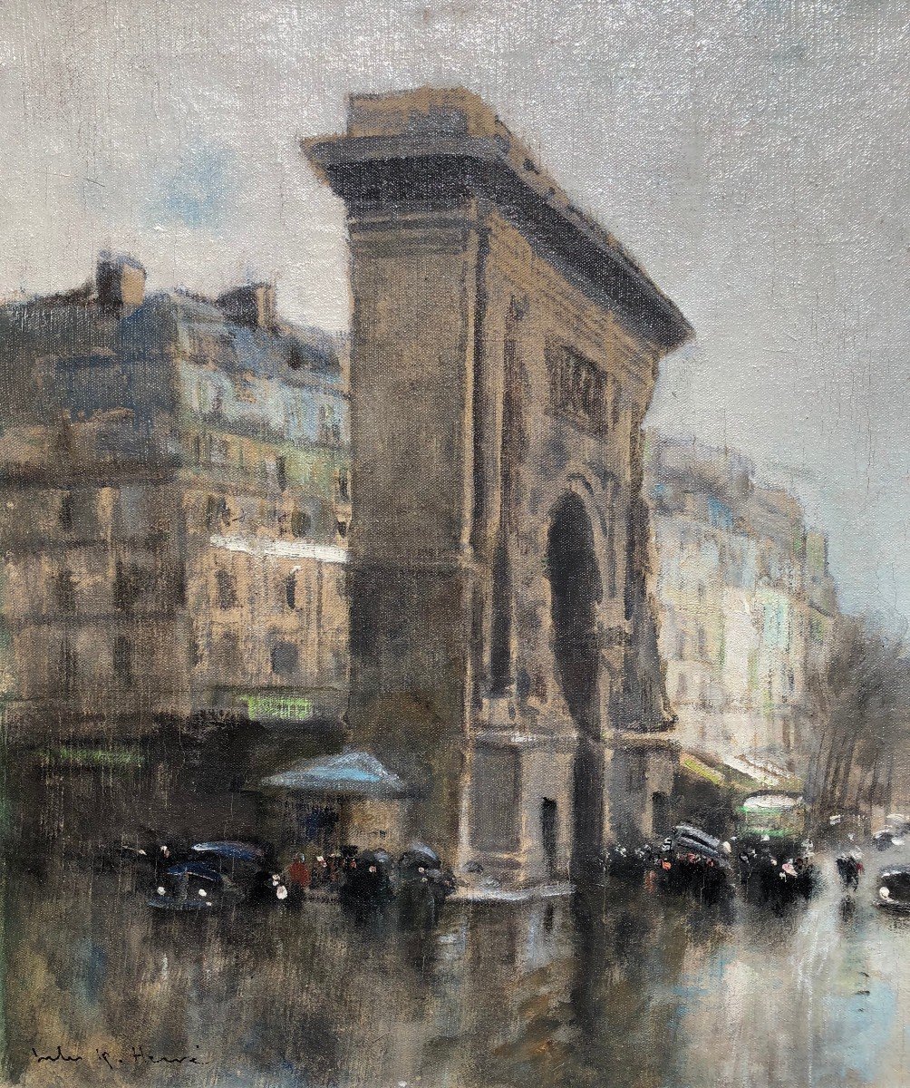Herve Jules Impressionist Painting 20th Paris Porte St Martin Grands Boulevardsoiilcanvassigned-photo-4