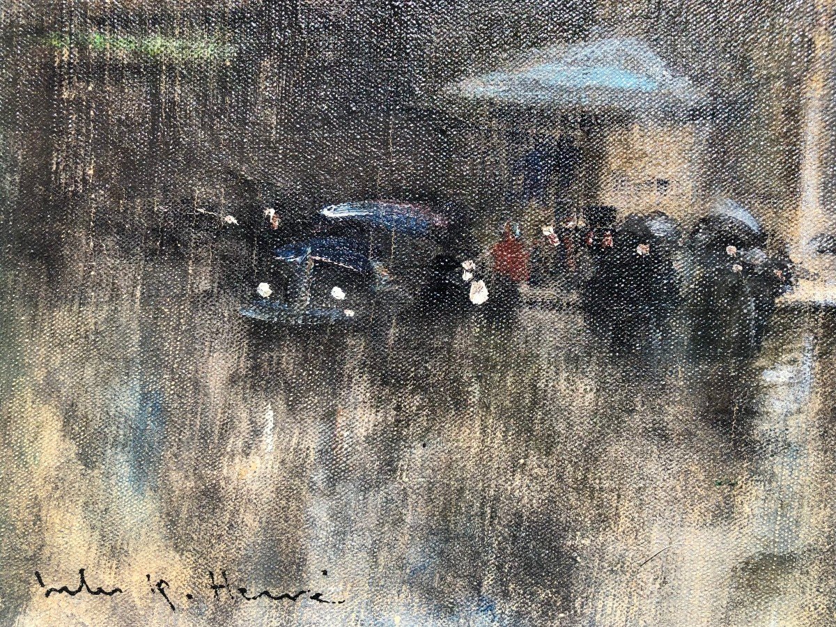 Herve Jules Impressionist Painting 20th Paris Porte St Martin Grands Boulevardsoiilcanvassigned-photo-6