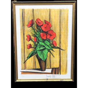 Buffet Bernard The Begonias 1977 Justified Color Lithography ​​​​​​​certificat