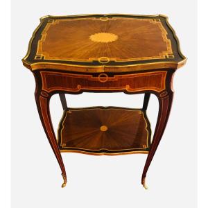 Flying Table In A Scalloped Shape With Inlaid Decor Of A Radiant Louis XV Style Pattern