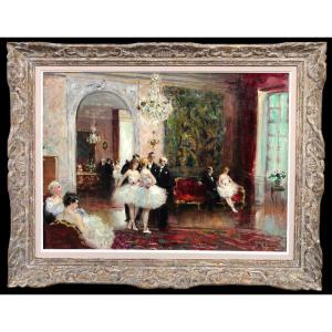 Herve Jules Impressionist Painting 20th Reception After Show Oil Canvas Signed Certificate