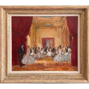 COSSON Marcel Tableau 20è Paris La réception au foyer de l'Opéra Peinture HuileSignéeCertificat