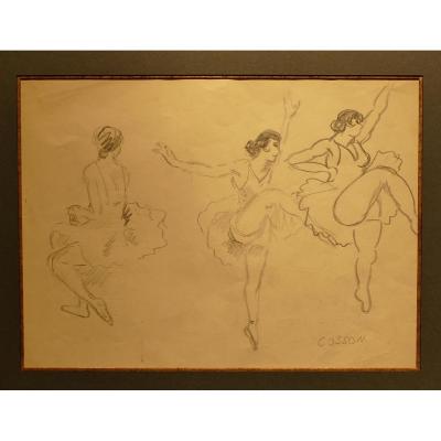 Cosson Marcel Drawing Signed Early 20th Century Dancers In Repetition