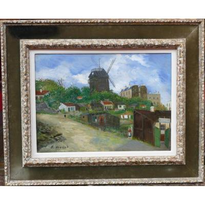 Elisée Maclet French Painting 20th Paris Montmartre Moulin De La Galette The Maquis Oil Signed