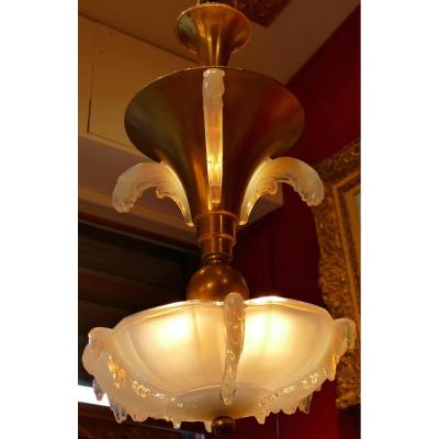 Opalescent Pressed Glass Chandelier Years 30/40