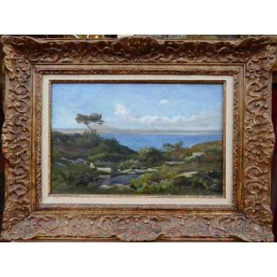 Lansyer Emmanuel Painting 19th Century Mediterranean Landscape Oil On Canvas Signed And Dated