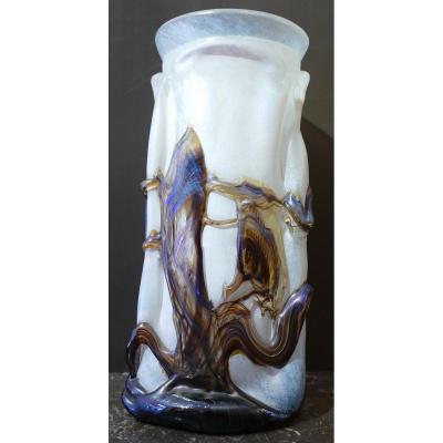 Novaro Blown Glass Vase Signed And Dated 1989