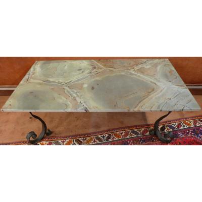 Art Deco Green Turtle Marble Table