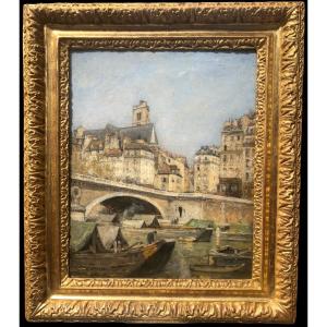 Lepine Stanislas Paris, Le Pont Louis Philippe 1878 Huile Sur Toile Signée Catalogue Raisonné