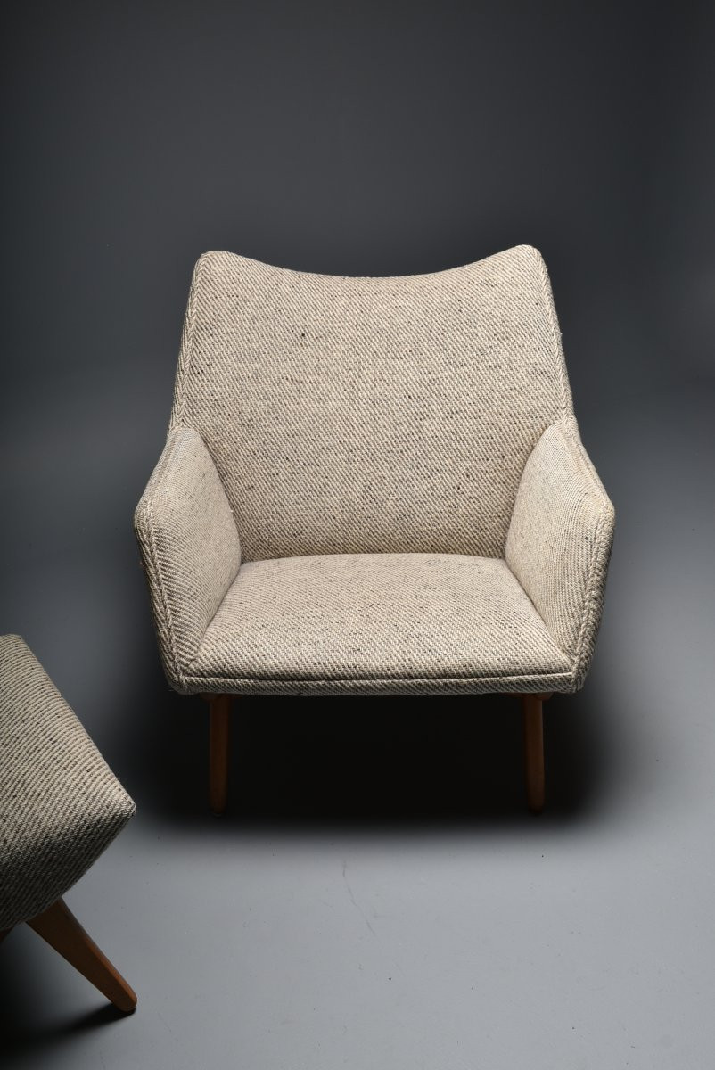 Fauteuil et Ottoman Illum Wikkelso Danemark 1960-photo-4