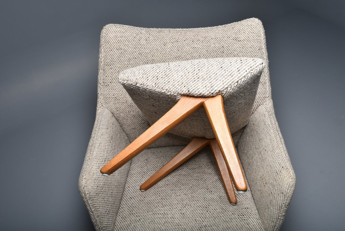 Fauteuil et Ottoman Illum Wikkelso Danemark 1960-photo-5