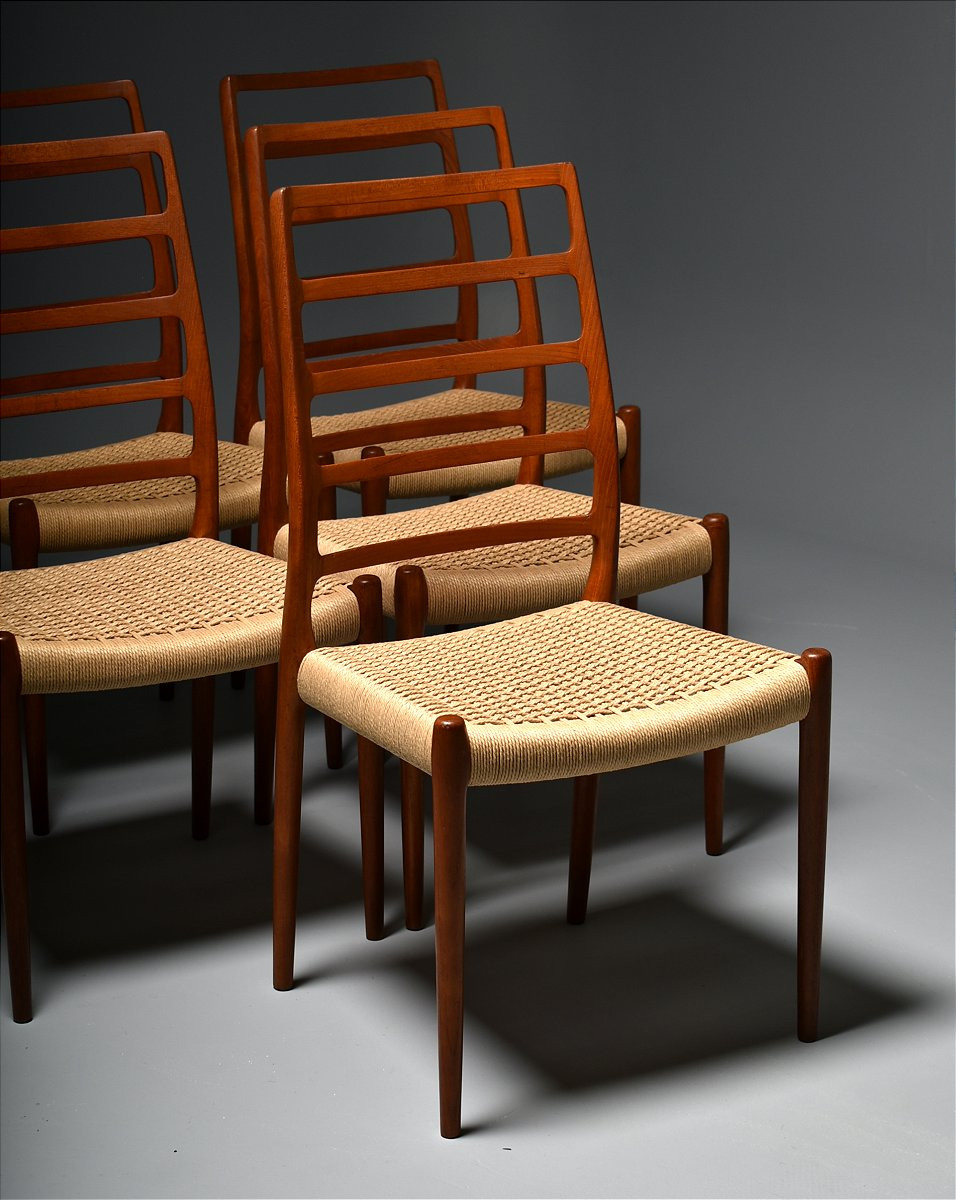 Set Of 6 Niels Otto Moller Teak Danish Chairs-photo-1