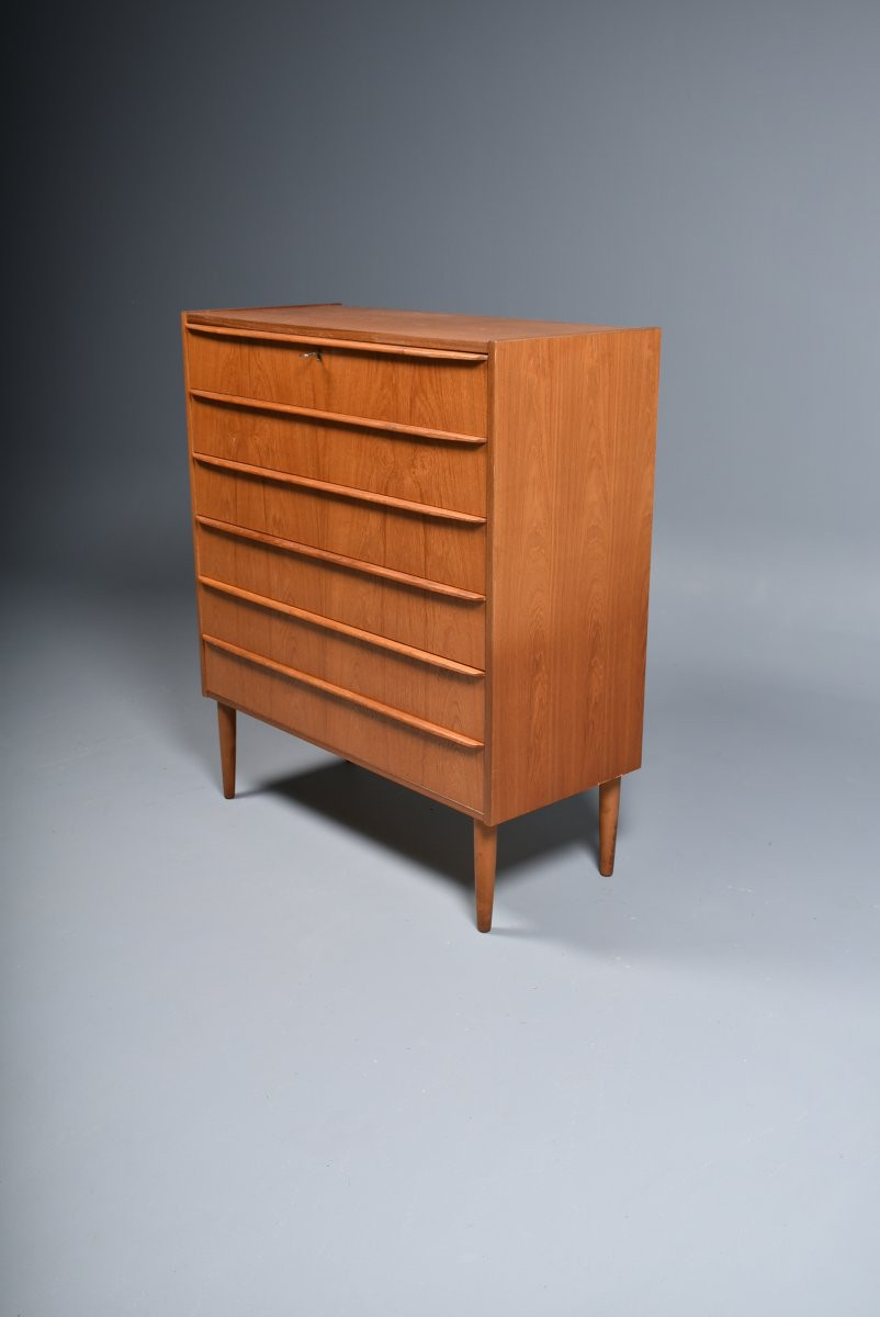 Vintage 6-drawer Teak Chest-photo-4