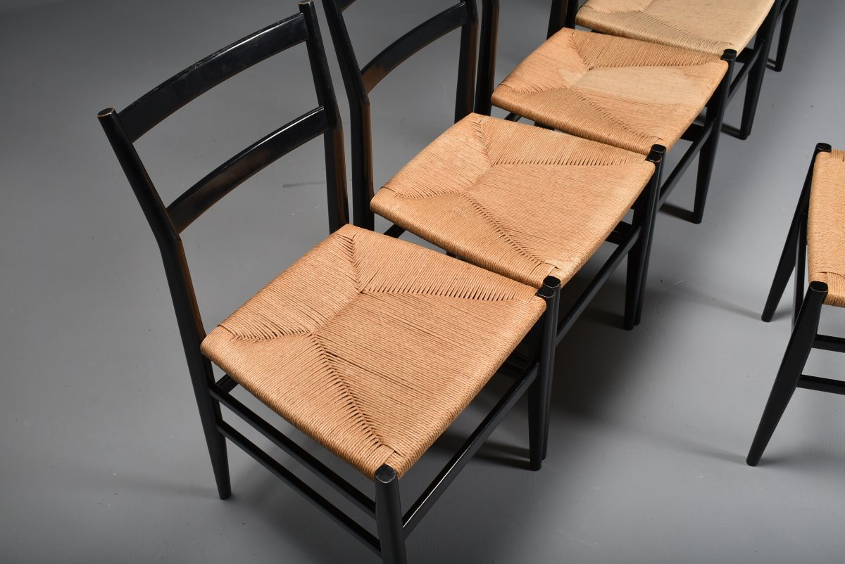 Série de 9 chaises "Leggera" de Gio Ponti pour Cassina-photo-2