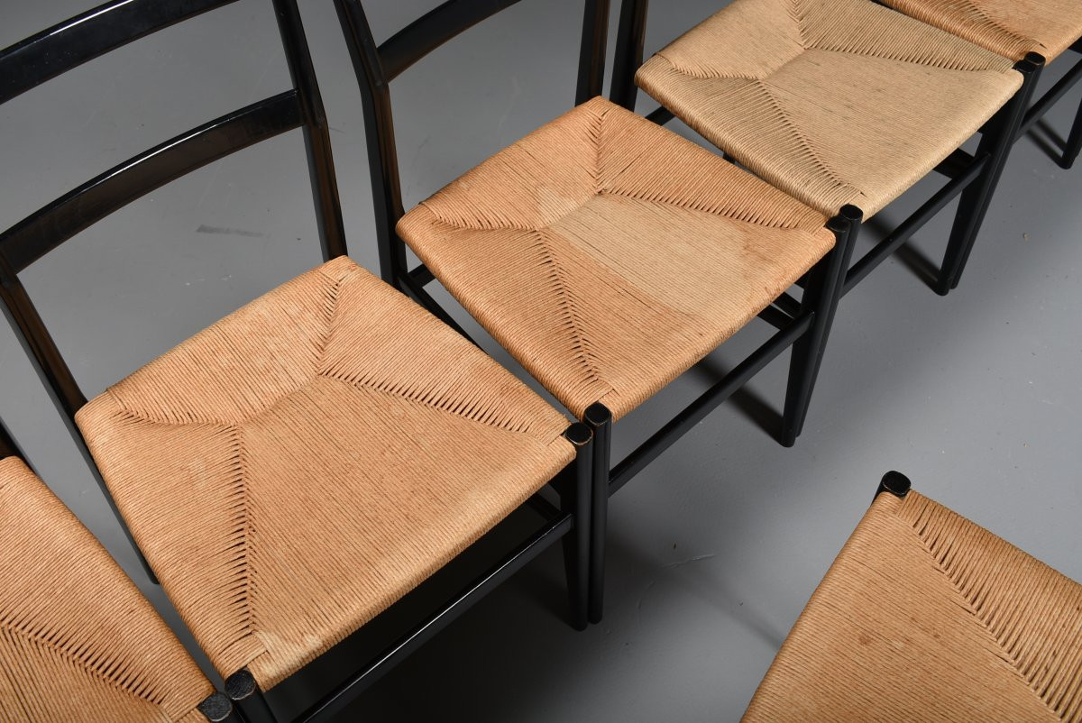 Série de 9 chaises "Leggera" de Gio Ponti pour Cassina-photo-3