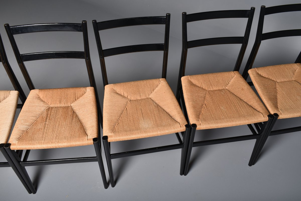 Série de 9 chaises "Leggera" de Gio Ponti pour Cassina-photo-4