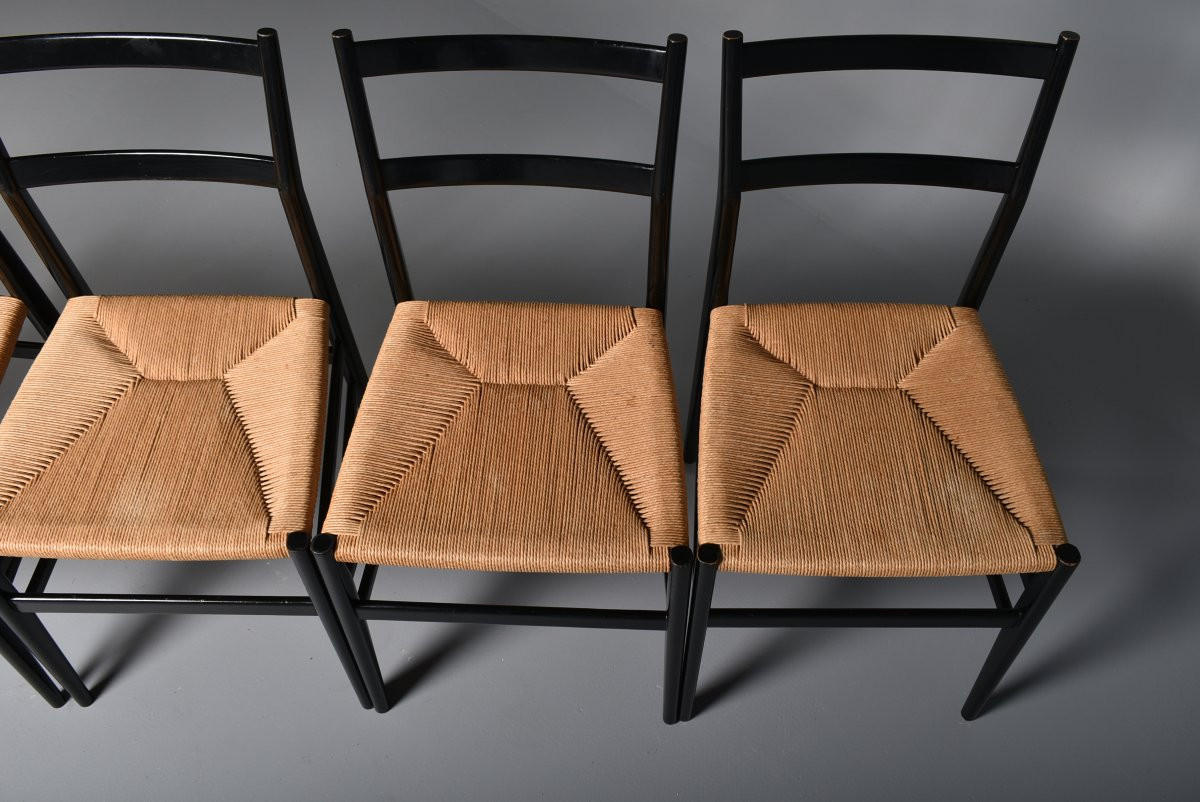 Série de 9 chaises "Leggera" de Gio Ponti pour Cassina-photo-1