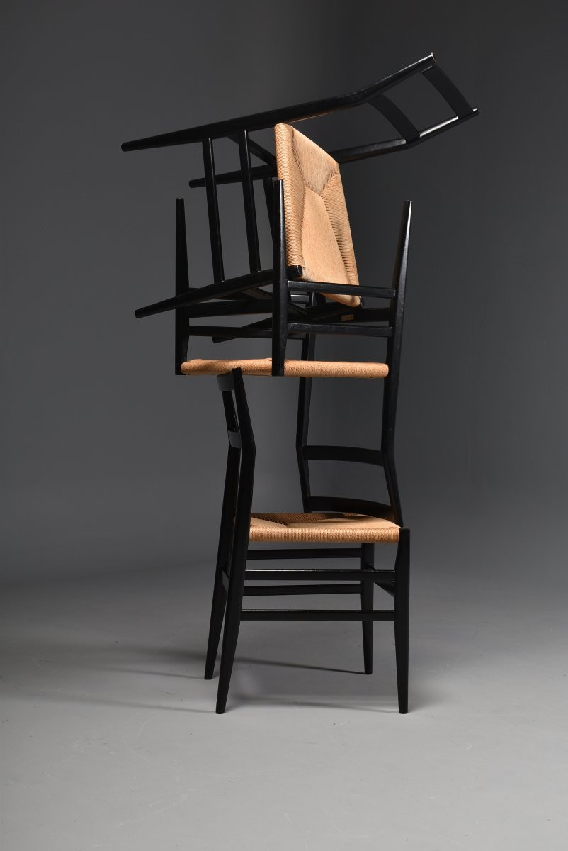 Série de 9 chaises "Leggera" de Gio Ponti pour Cassina-photo-4