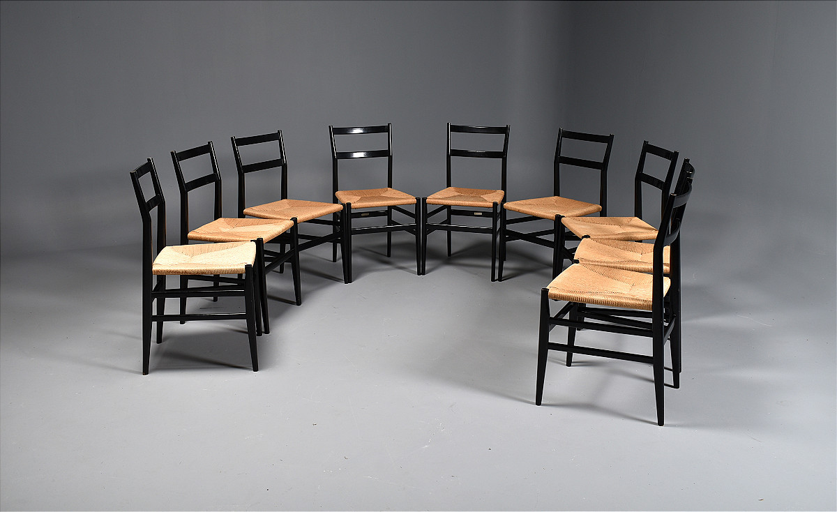 Série de 9 chaises "Leggera" de Gio Ponti pour Cassina