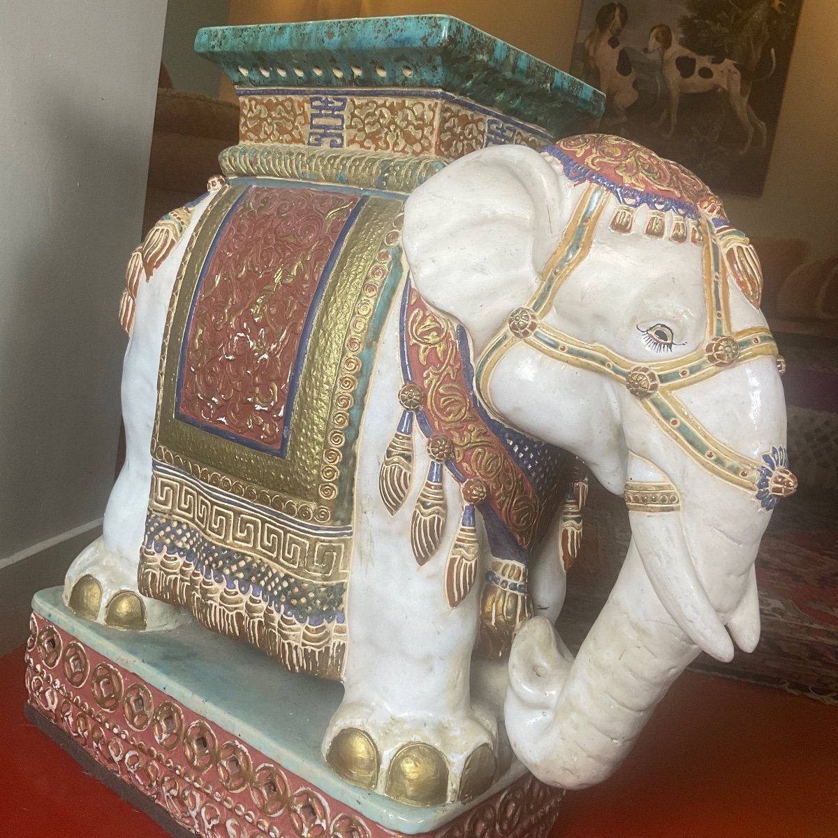 Début XXème, Vietnam : Paire D’éléphants Formant Sellettes.-photo-6