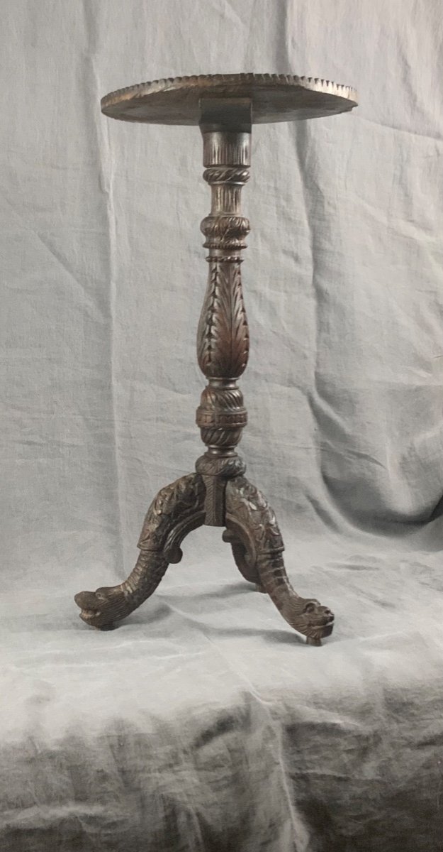 Sellette Indienne En Bois Sculpté -photo-7