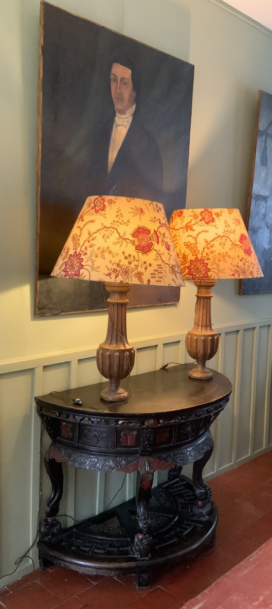 Pair Of Complete Lamps With Shades.-photo-2