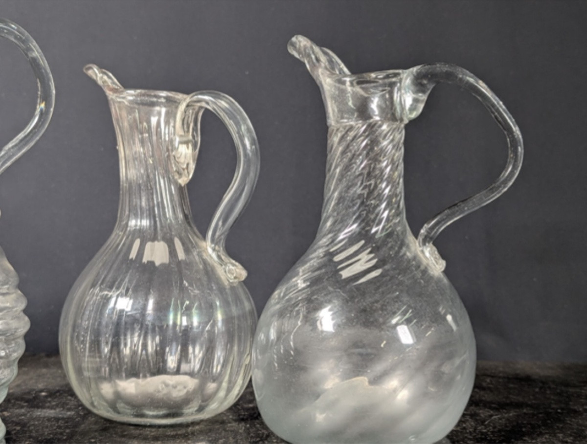 XIXeme Siècle : Quatre Pichets En Verre Normands.-photo-2