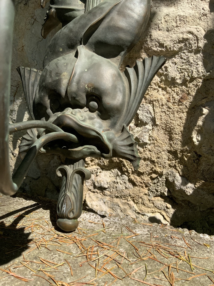 Very Large Pair Of Dolphin Wall Lights.-photo-3