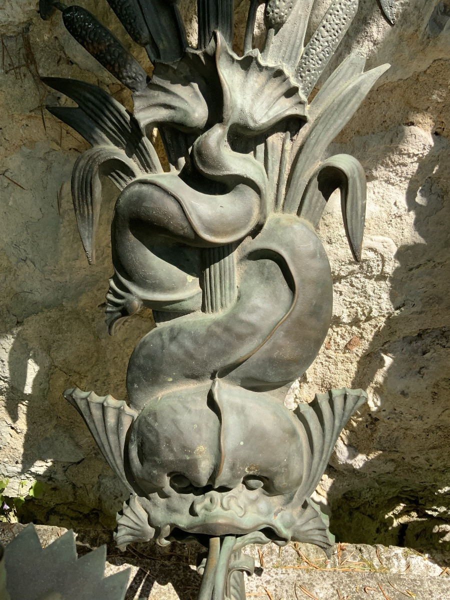 Very Large Pair Of Dolphin Wall Lights.-photo-4