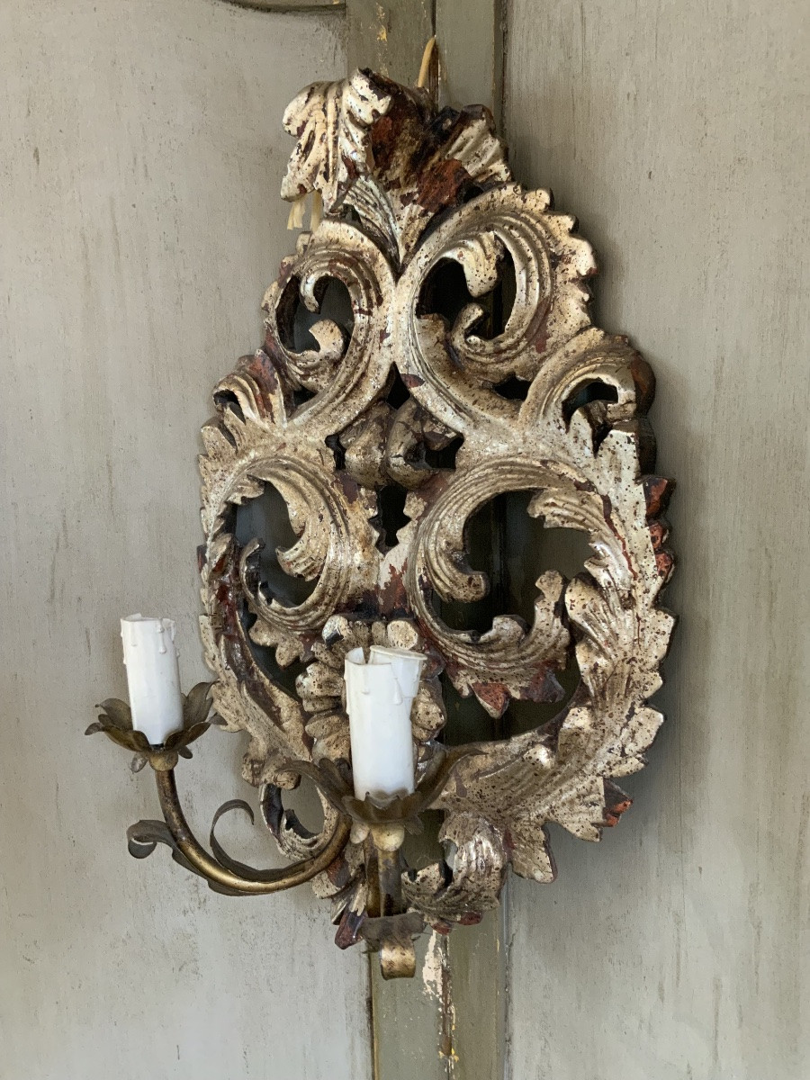  20th Century: A Pair Of Rococo Style Wall Lights.-photo-4