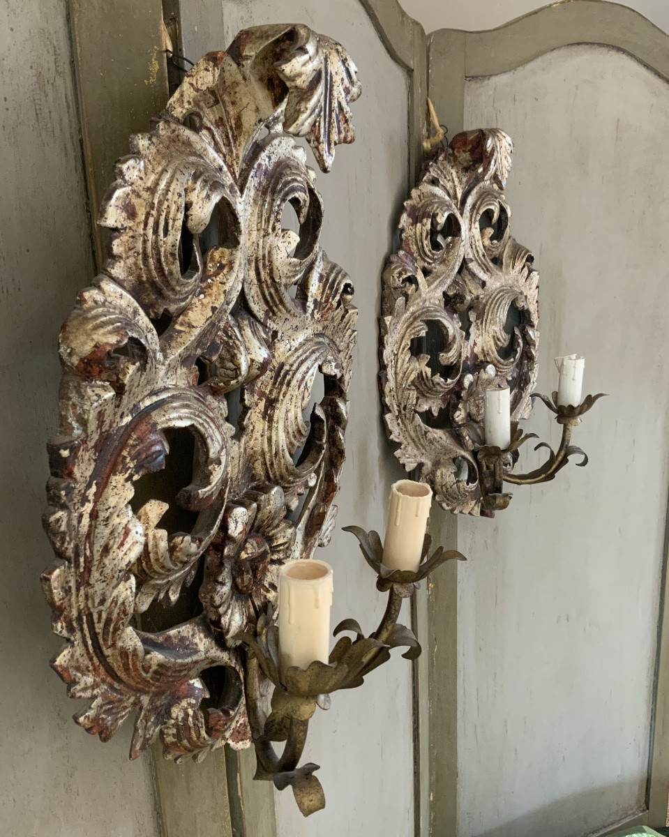  20th Century: A Pair Of Rococo Style Wall Lights.-photo-1