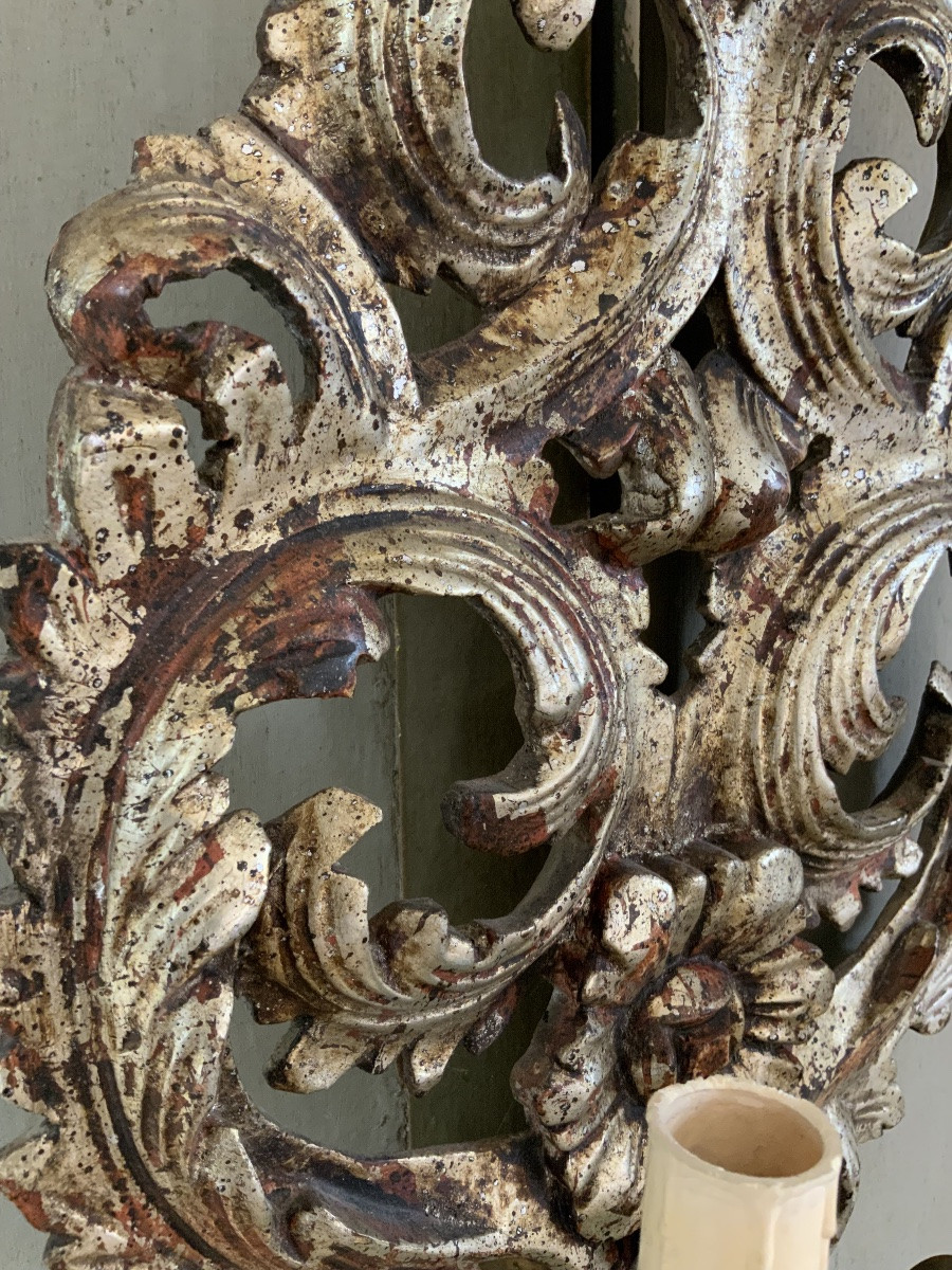  20th Century: A Pair Of Rococo Style Wall Lights.-photo-3