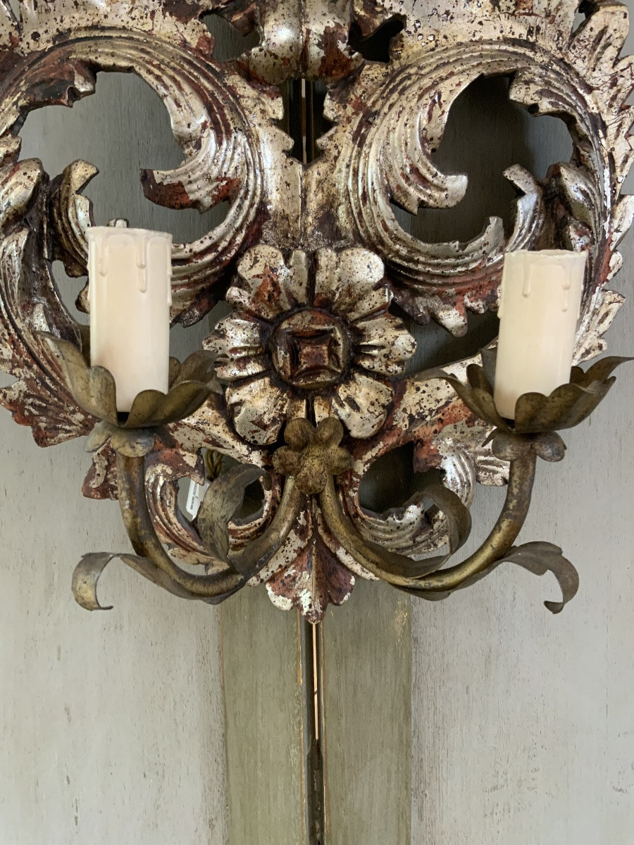  20th Century: A Pair Of Rococo Style Wall Lights.-photo-4