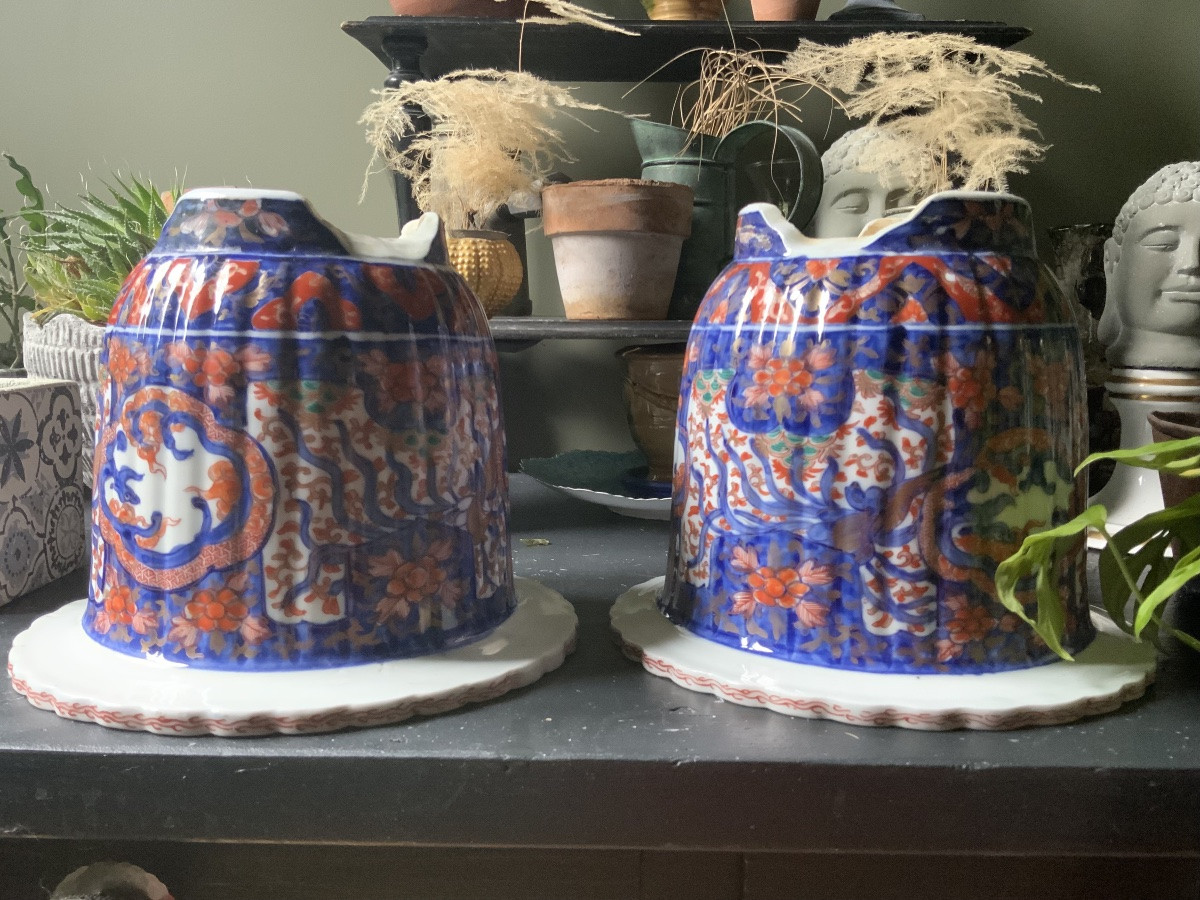 19th Century: A Pair Of Imari Decorated Plant Pots-photo-4