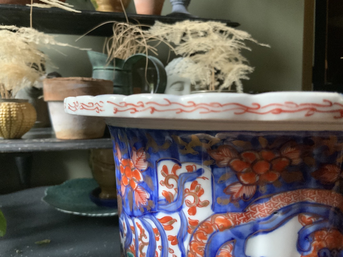 19th Century: A Pair Of Imari Decorated Plant Pots-photo-4