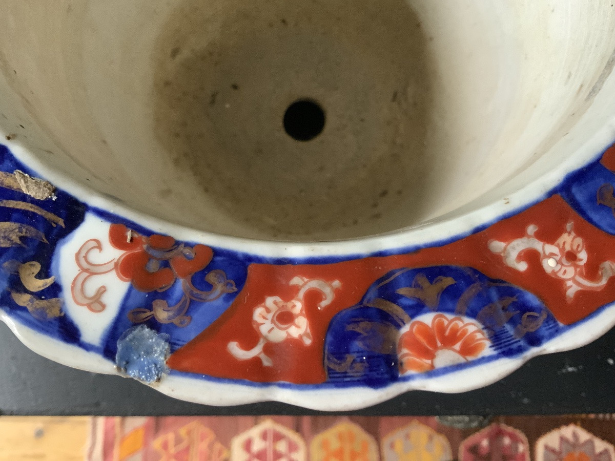 19th Century: A Pair Of Imari Decorated Plant Pots-photo-6
