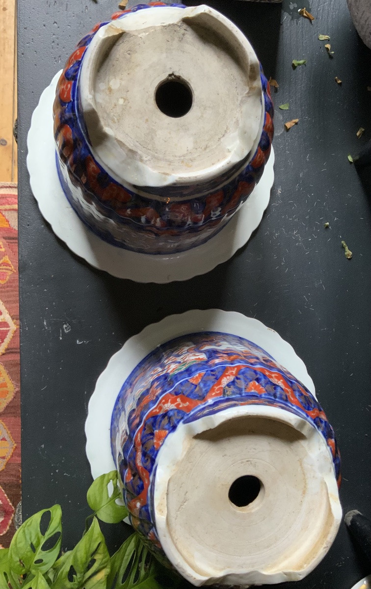 19th Century: A Pair Of Imari Decorated Plant Pots-photo-7