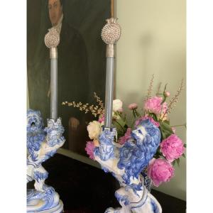 A Pair Of Silver Candlestick Tops