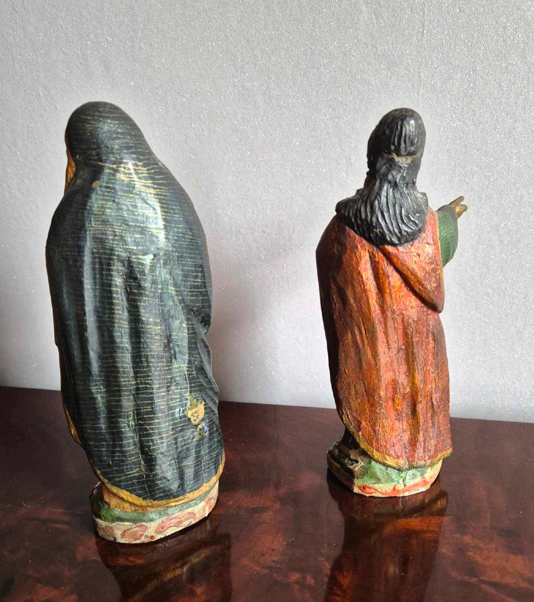 Religious Subjects In Polychrome Gilded Wood - 18th Century-photo-2