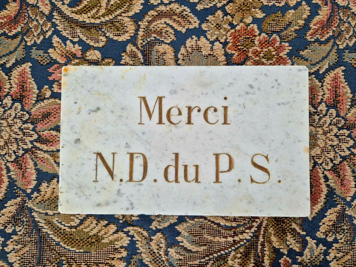 Ex Voto Notre-dame du Perp&eacute;tuel Secours - Marbre et Lettres Dor&eacute;es - Religiosa