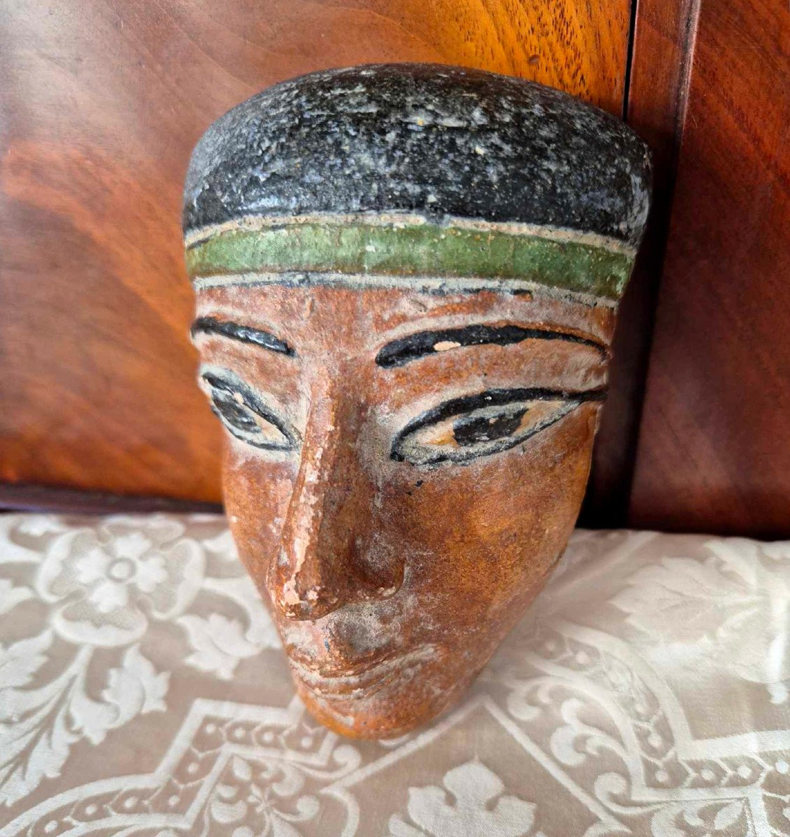 Masque égyptien Souvenir du Grand Tour – Terre cuite 