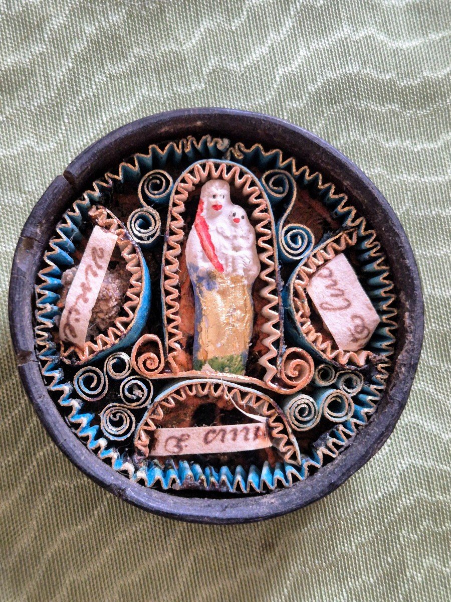 “travel” Reliquary In Paperolles – 19th Century -photo-2
