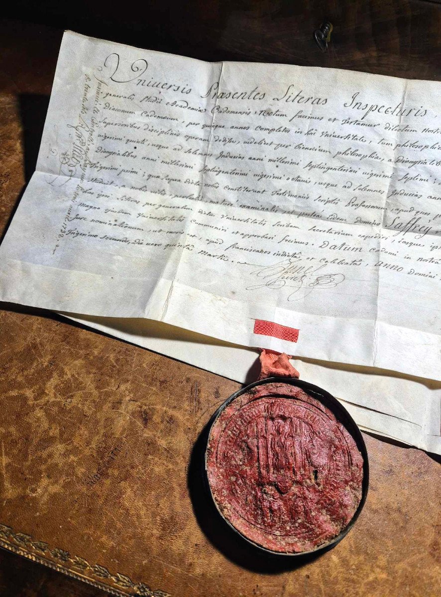 1732 - Manuscript On Vellum And Its Great Wax Seal - Normandy -photo-3