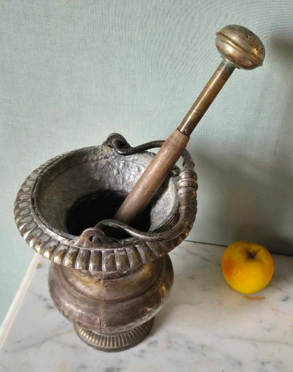 Silver-plated Copper Holy Water Bucket And Sprinkler -photo-3