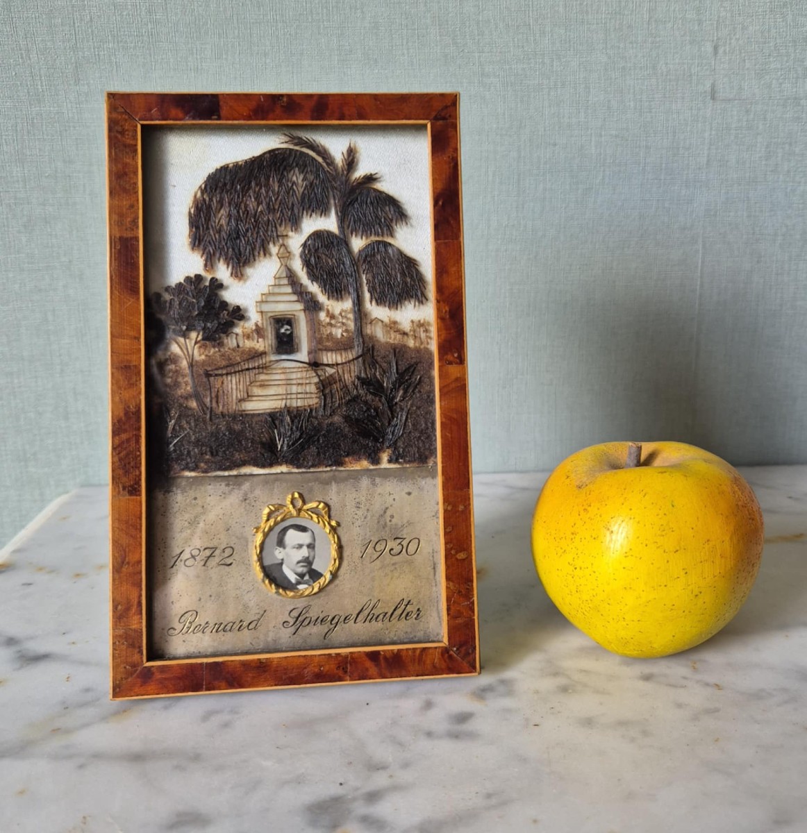 Mourning Keepsake - Hair Keepsake Burl Wood Frame-photo-4